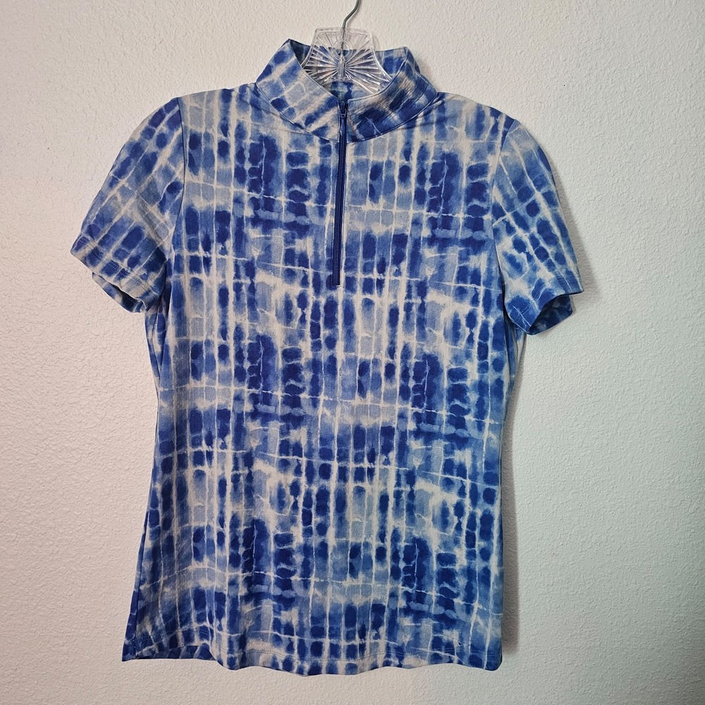 Ibkul Rue Royal Quarter Zip Women's Short Sleeve Shirt Size XS